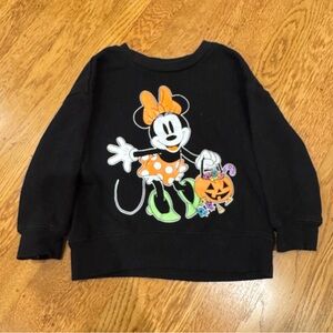 4/$20 Disney Kids Black & Orange Minnie Mouse Halloween sweatshirt sz 2t